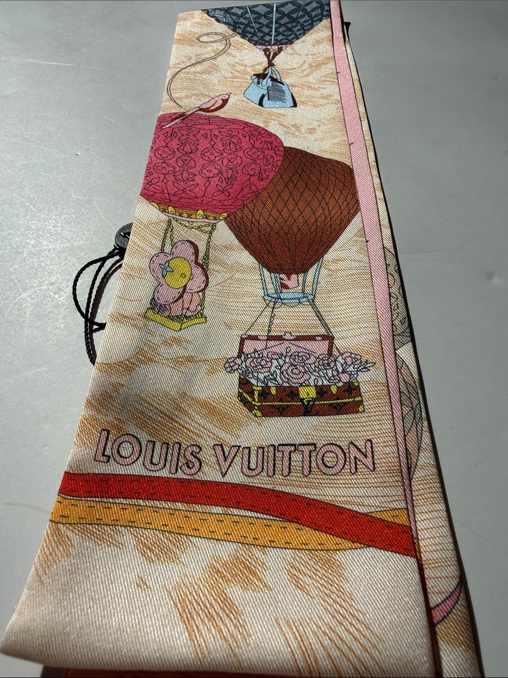Pink and Brown Hot Air Balloon Silk Scarf Accent